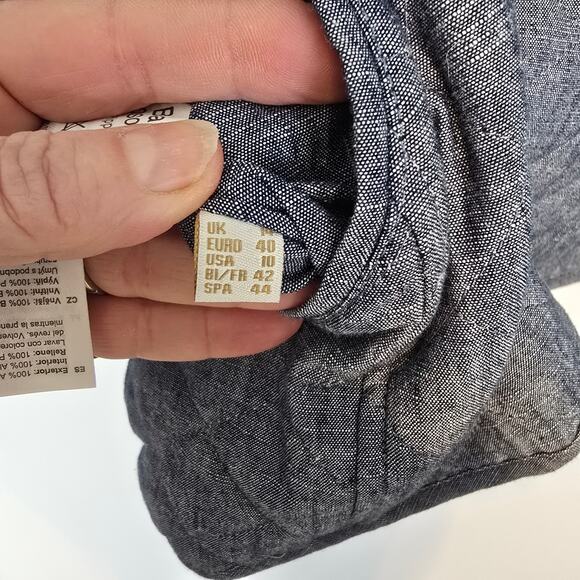 Barbour Pippa Quilted  Reversible Overshirt Jacket Peacock Print Chambray  10 - Picture 7 of 13